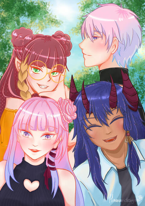 Potrait - 4 people - Half body - Background